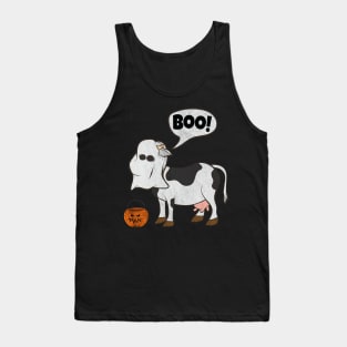 Funny Halloween Cow Ghost Costume Cute Boo Cow Tank Top